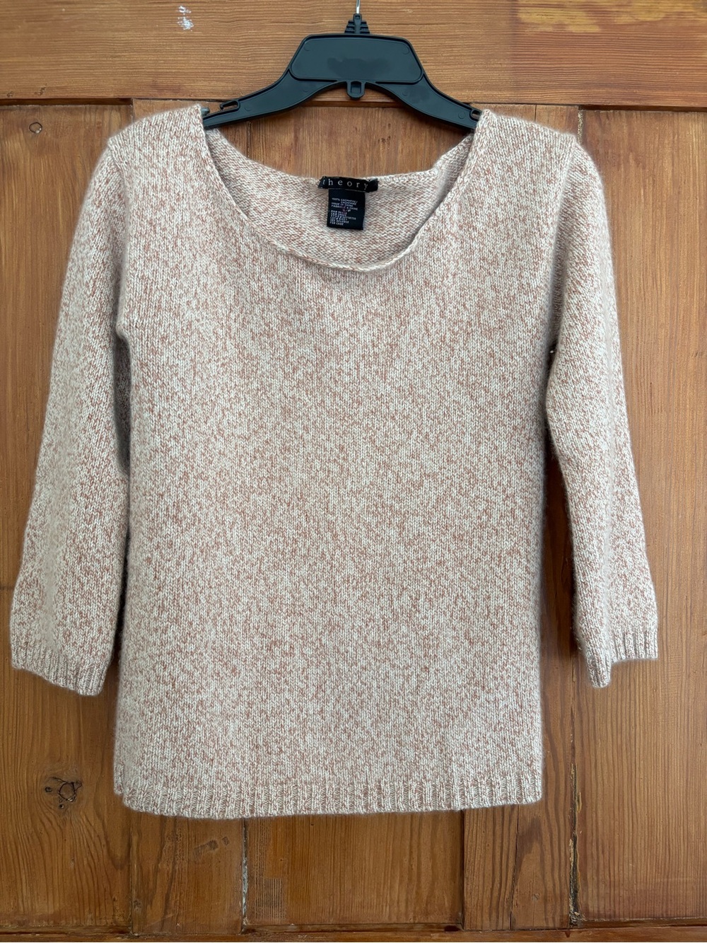 Theory Ginger Beige Heather Cashmere Pullover Sweater Size S